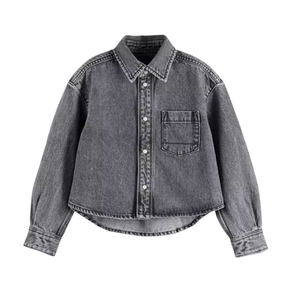 SCOTCH & SODA GIRLS WASHED BLACK DENIM OVERSHIRT